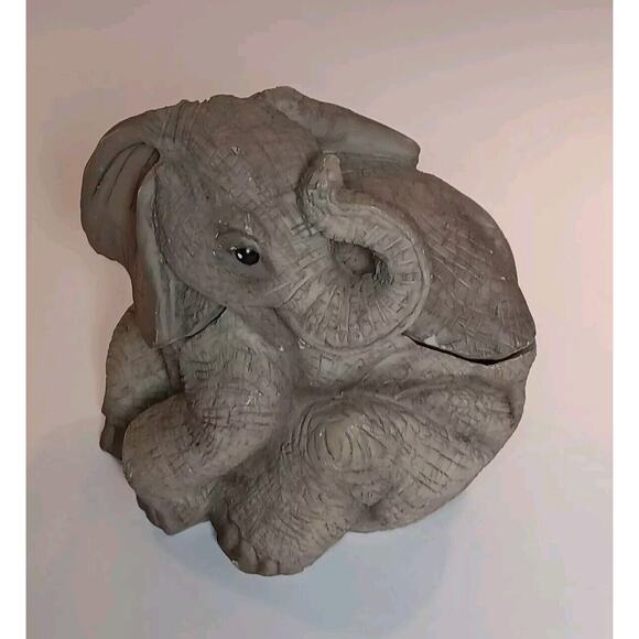 Stone Critters Resin Elephant Trinket Box Figurine Mouse Peanut Inside - Picture 1 of 11